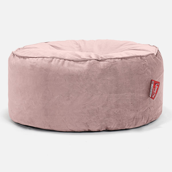 Velký kulatý puf - Samet Růžová 01