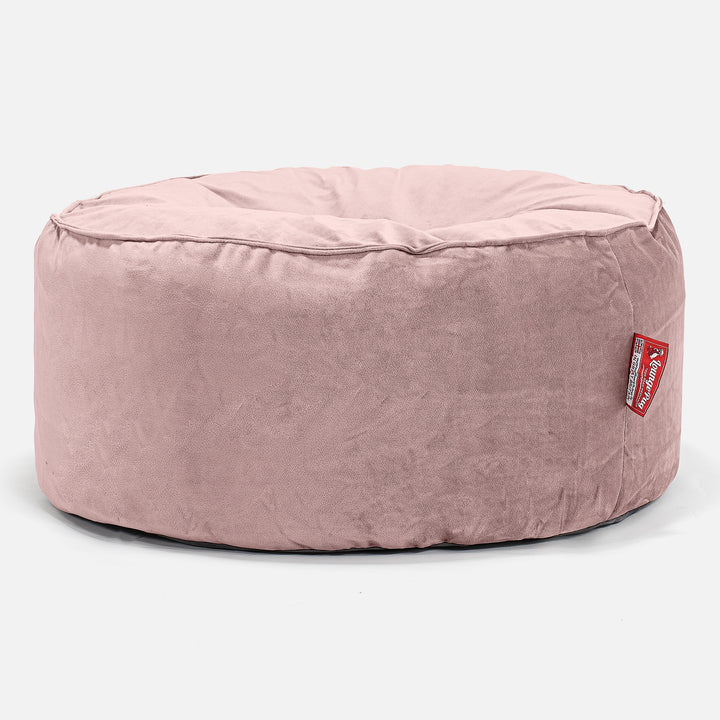 Velký kulatý puf - Samet Růžová 01