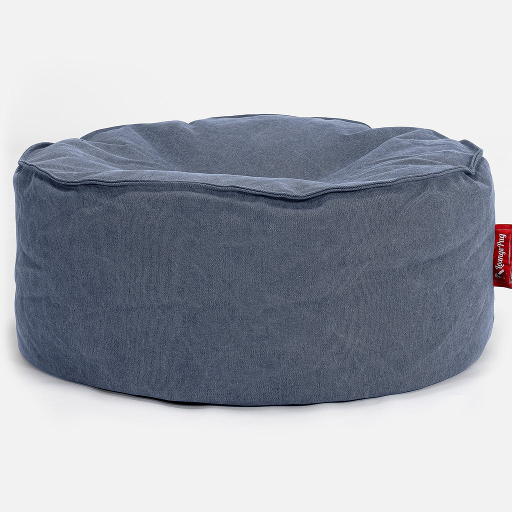 Velký kulatý puf - Stonewashed džínovina Námořnická modř 01