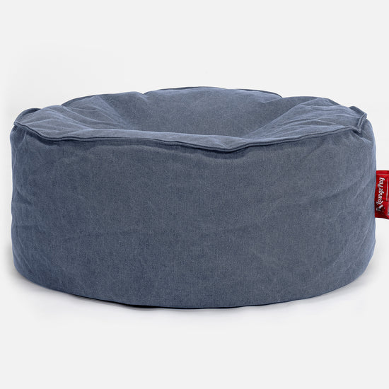 Velký kulatý puf - Stonewashed džínovina Námořnická modř 01