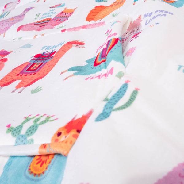 Oversized Mikina pro Dospělé s Kapucí s Funkcí Přikrývky - Minky Lama Fabric Close-up Image