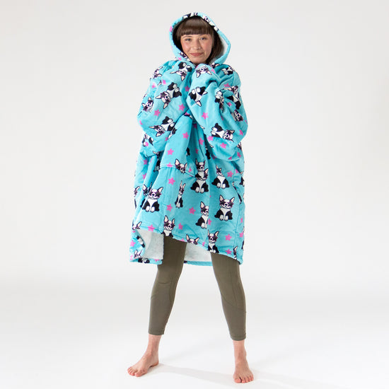 Oversized Mikina pro Dospělé s Kapucí s Funkcí Přikrývky - Minky Mops 02