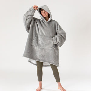 Oversized Mikina pro Dospělé s Kapucí s Funkcí Přikrývky - Minky Šedá