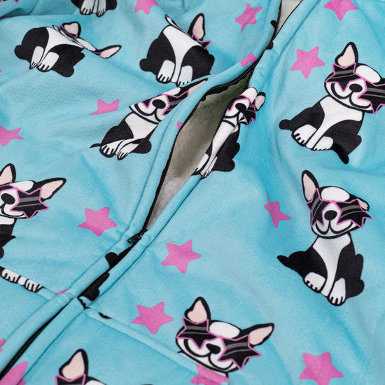 Oversized Mikina pro Dospělé s Kapucí s Funkcí Přikrývky Zip - Minky Mops 05