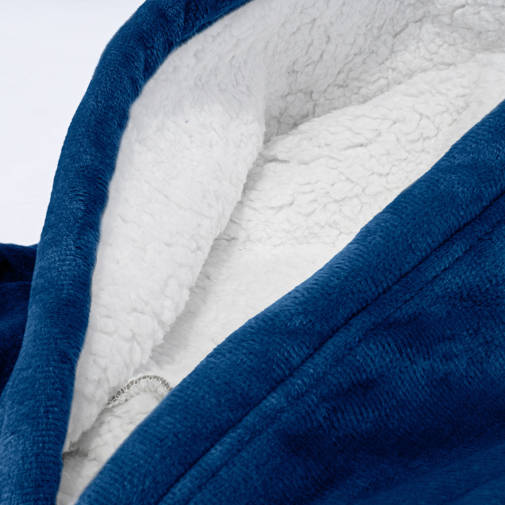 Oversized Mikina pro Dospělé s Kapucí s Funkcí Přikrývky Zip - Minky Tmavě modrá 06
