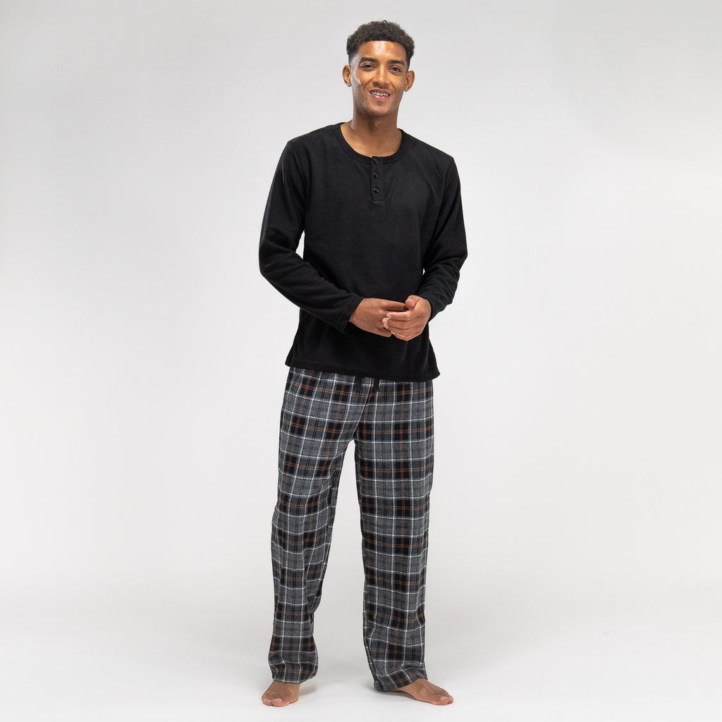 Pánské pyžamo - Kostkovaný vzor Černá 01