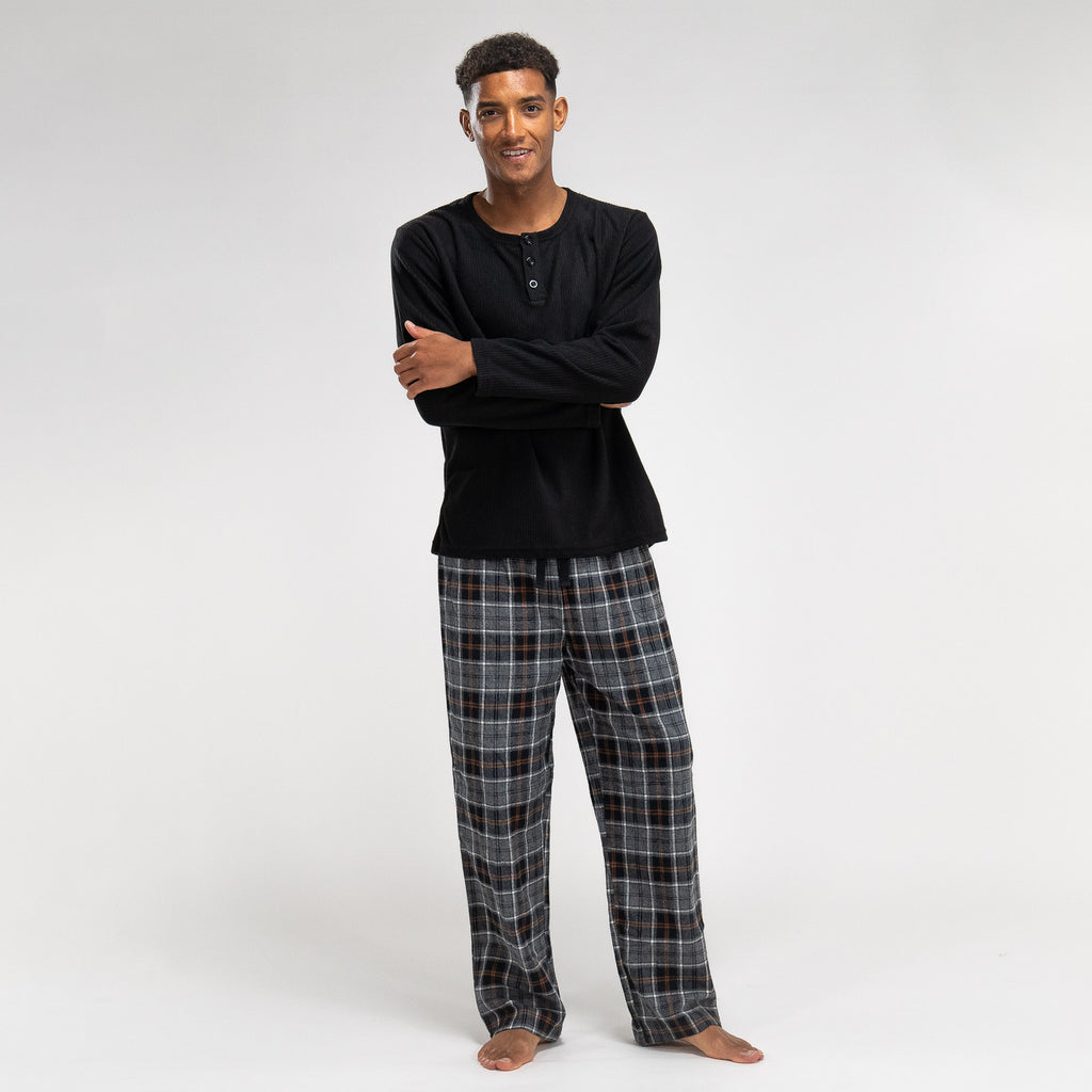 Pánské pyžamo - Kostkovaný vzor Černá 02