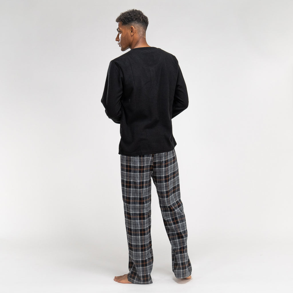 Pánské pyžamo - Kostkovaný vzor Černá 05